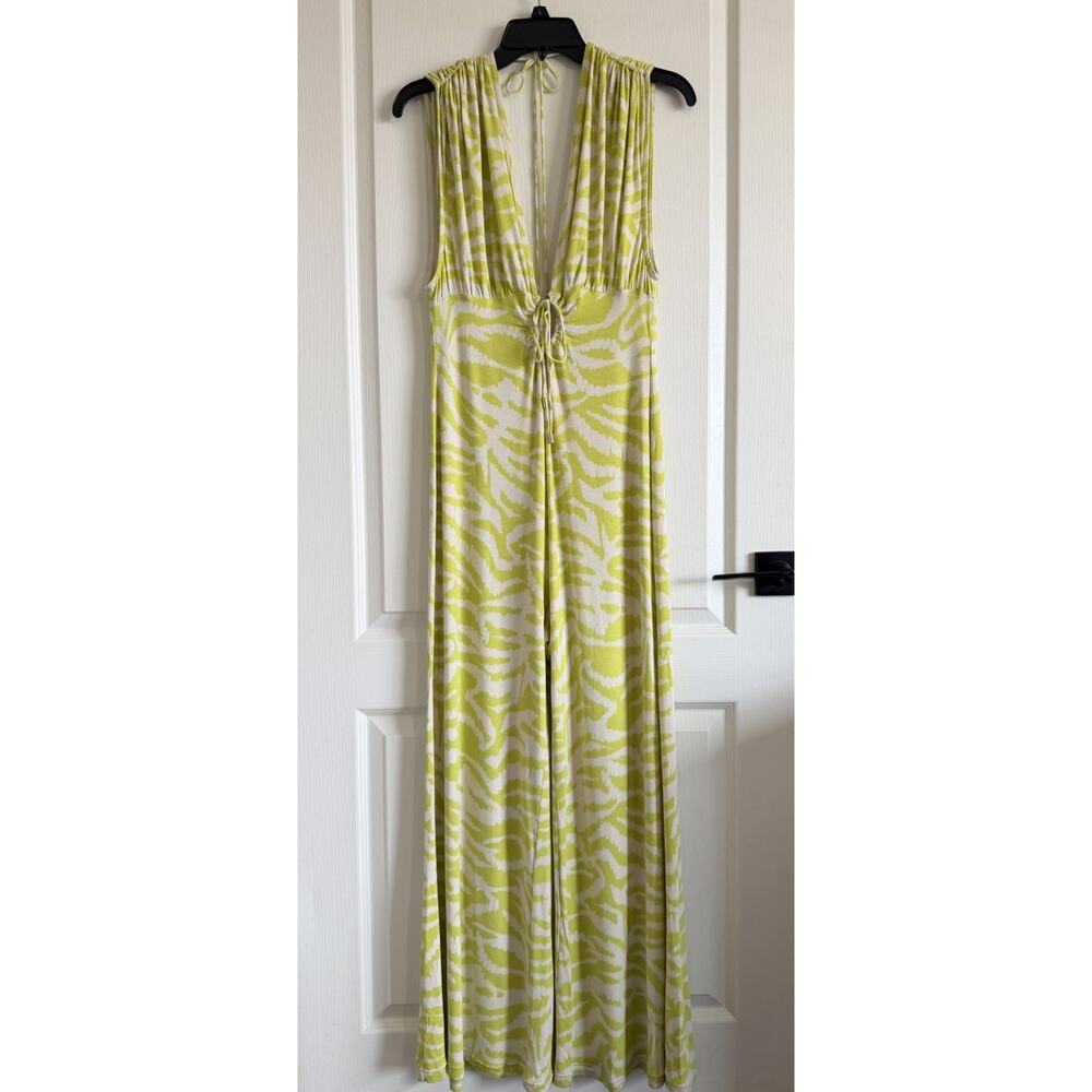 Free People Women's Next Summer Jumpsuit Lime Green Zebra Size Small - Picture 4 of 15